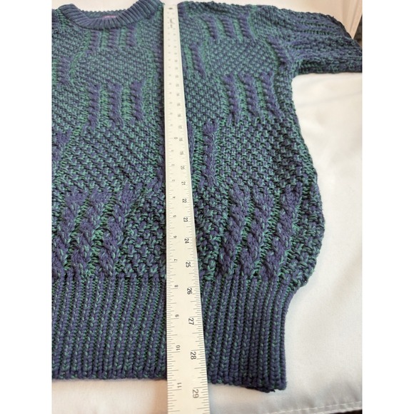 Allen Lolly Nottingham England Men's Cable-knit Pullover Sweater Large Navy/Grn - Picture 9 of 10